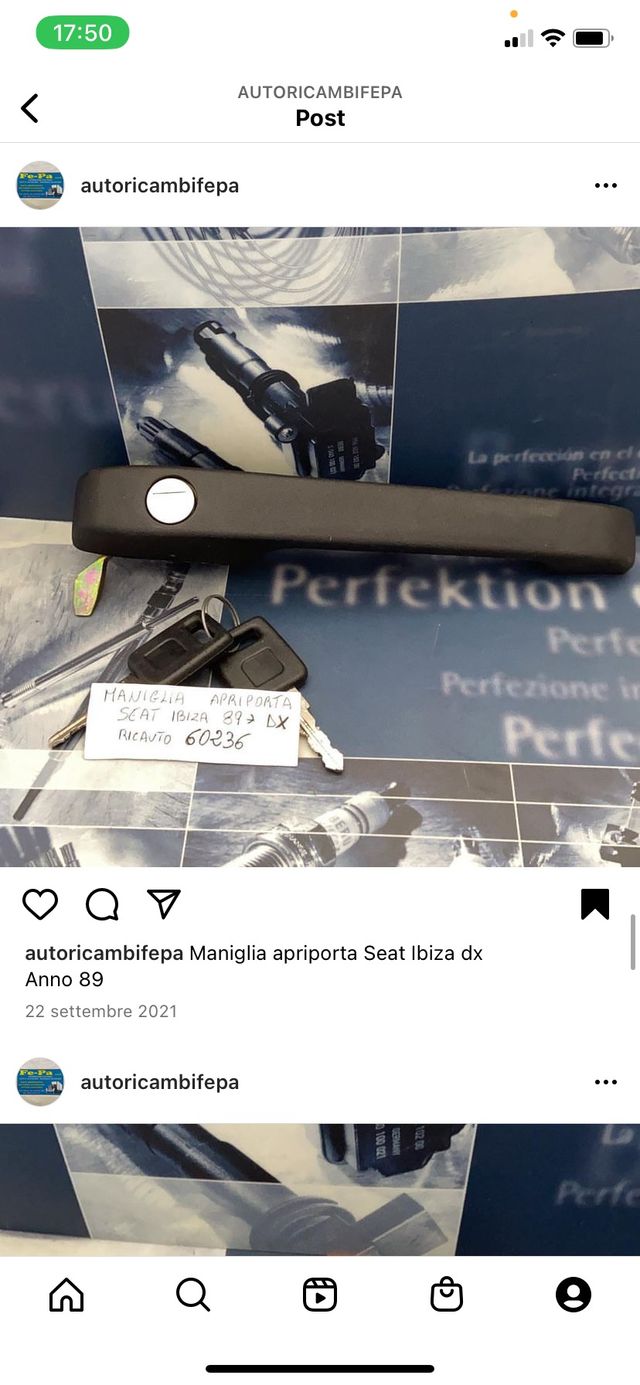 Maniglia apriporta esterna Seat Ibiza 89 dx