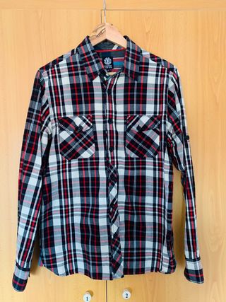 Camisa cuadros blanco rojo negro Element T S