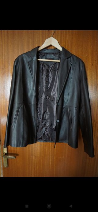 Cazadora/blazer polipiel color marrón oscuro