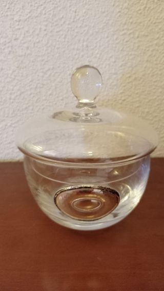 Bombonera de cristal y plata de ley