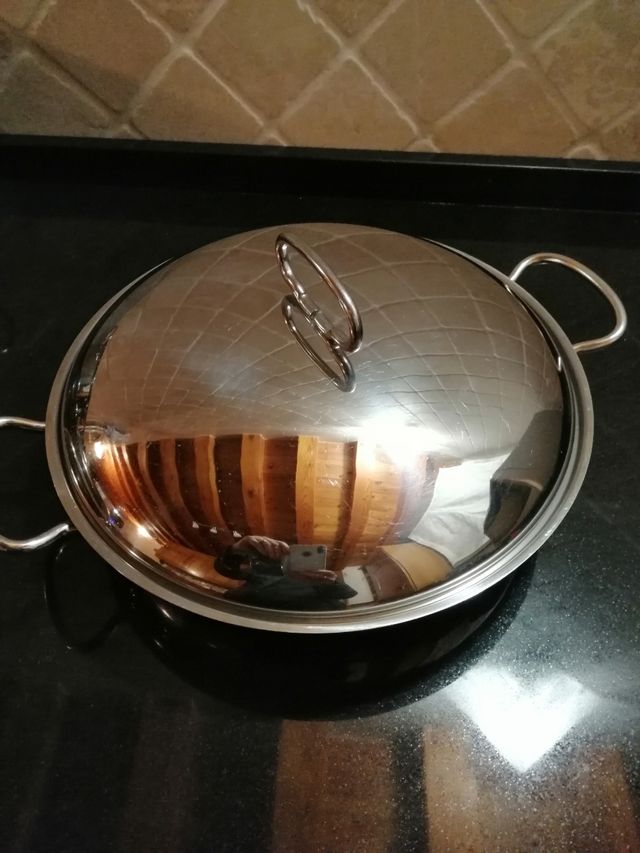 Pentola con coperchio 2 manici acciaio inox