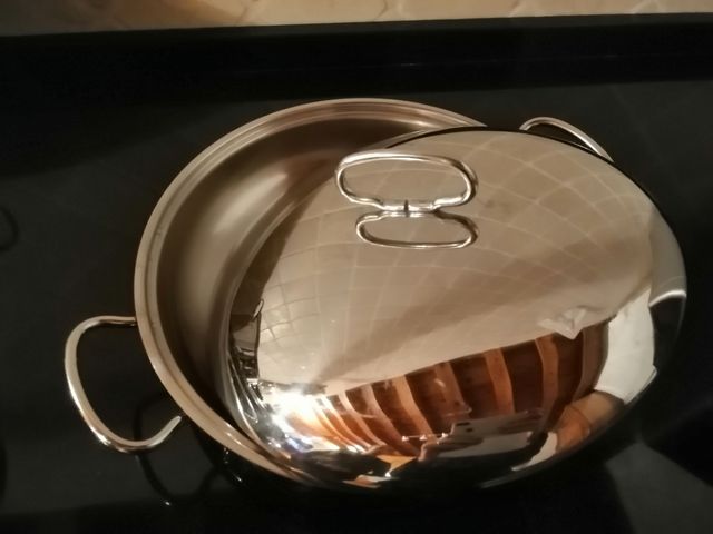 Pentola con coperchio 2 manici acciaio inox