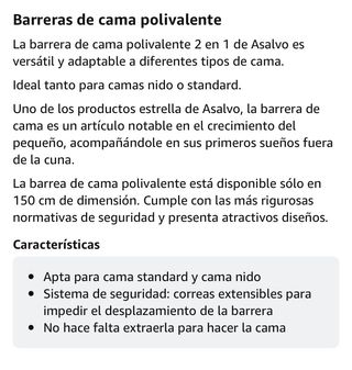 Barrera seguridad cama