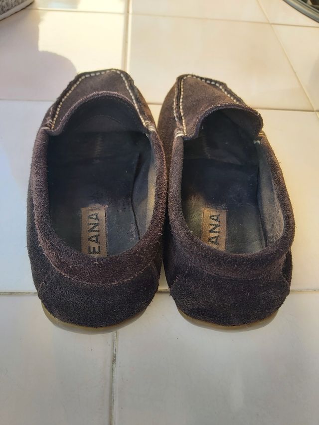Mocassins camurça castanho escuro, 37 (calçam 38)
