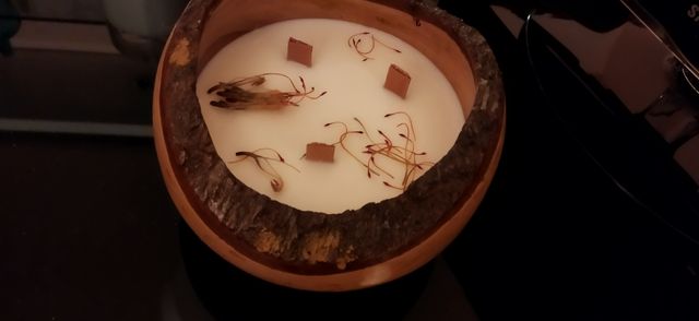 VELAS de CERA SOJA en CUENCO de MADERA
