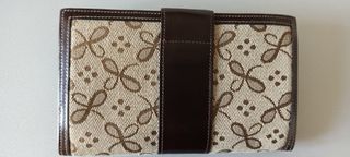 Portafoglio donna ecopelle/tessuto beige