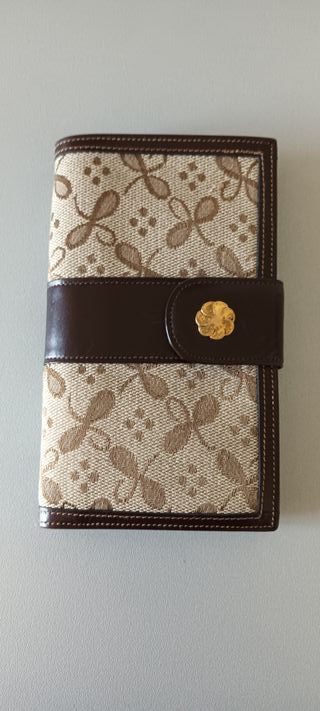 Portafoglio donna ecopelle/tessuto beige