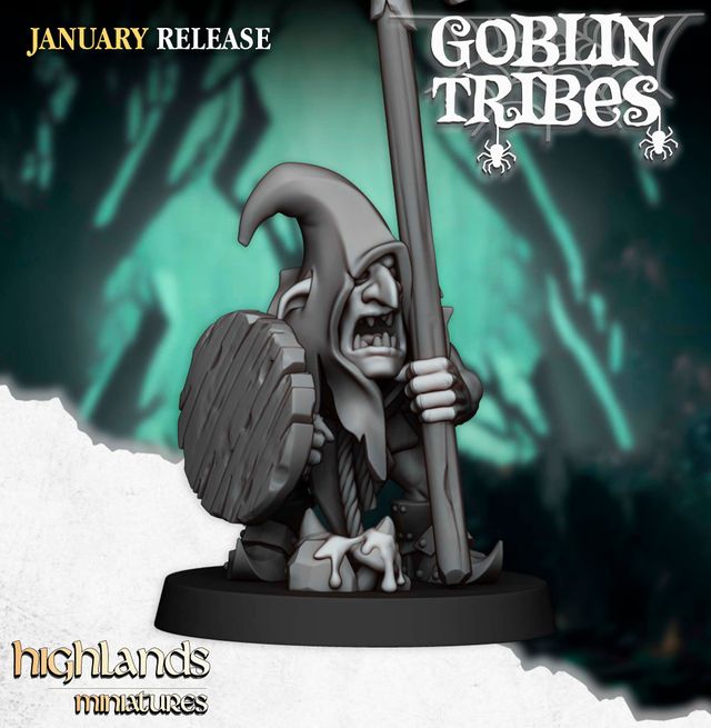 10 Goblins con picas 28mm Highland Miniatures