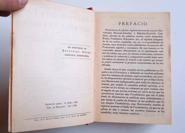 Antiguo Diccionario Francés Español