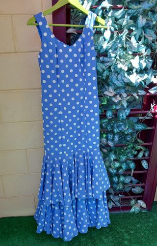 VESTIDO FLAMENCA CELESTE LUNARES