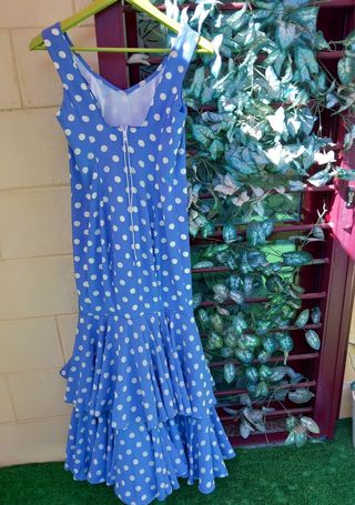 VESTIDO FLAMENCA CELESTE LUNARES