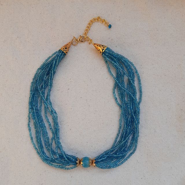 Girocollo donna azzurro con agata