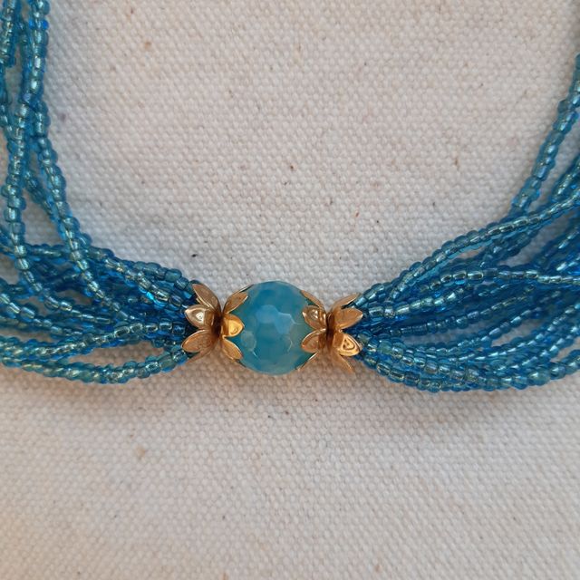 Girocollo donna azzurro con agata