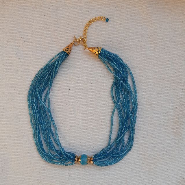 Girocollo donna azzurro con agata