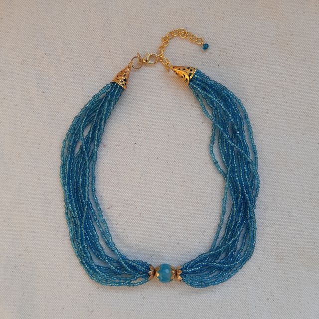 Girocollo donna azzurro con agata