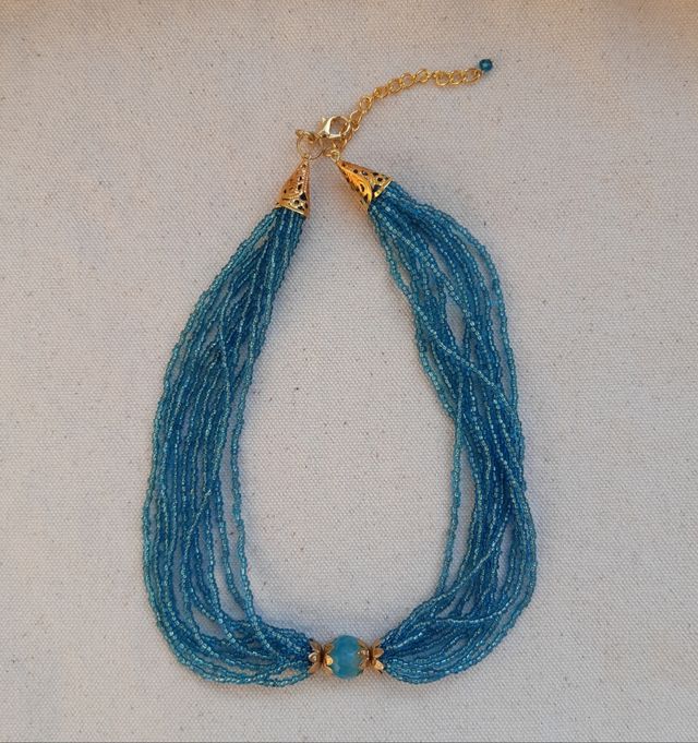 Girocollo donna azzurro con agata