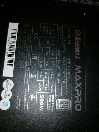 Fuente de alimentación Enermax 500w