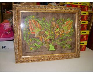 Quadro con uccelli verdi