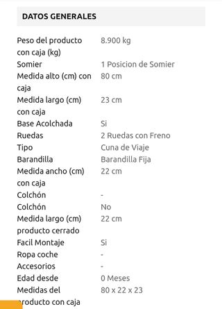 Cuna de viaje+colchón+funda protectora de colchón