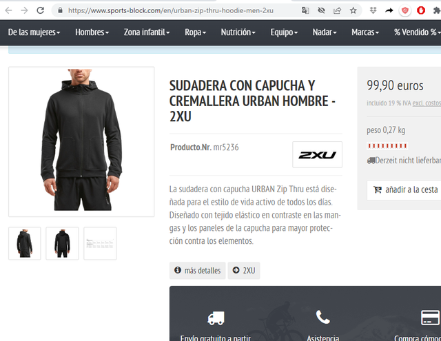 Chaqueta 2XU nueva hombre XL