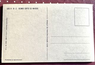 Juego 12 postales, décimos lotería navidad antigua