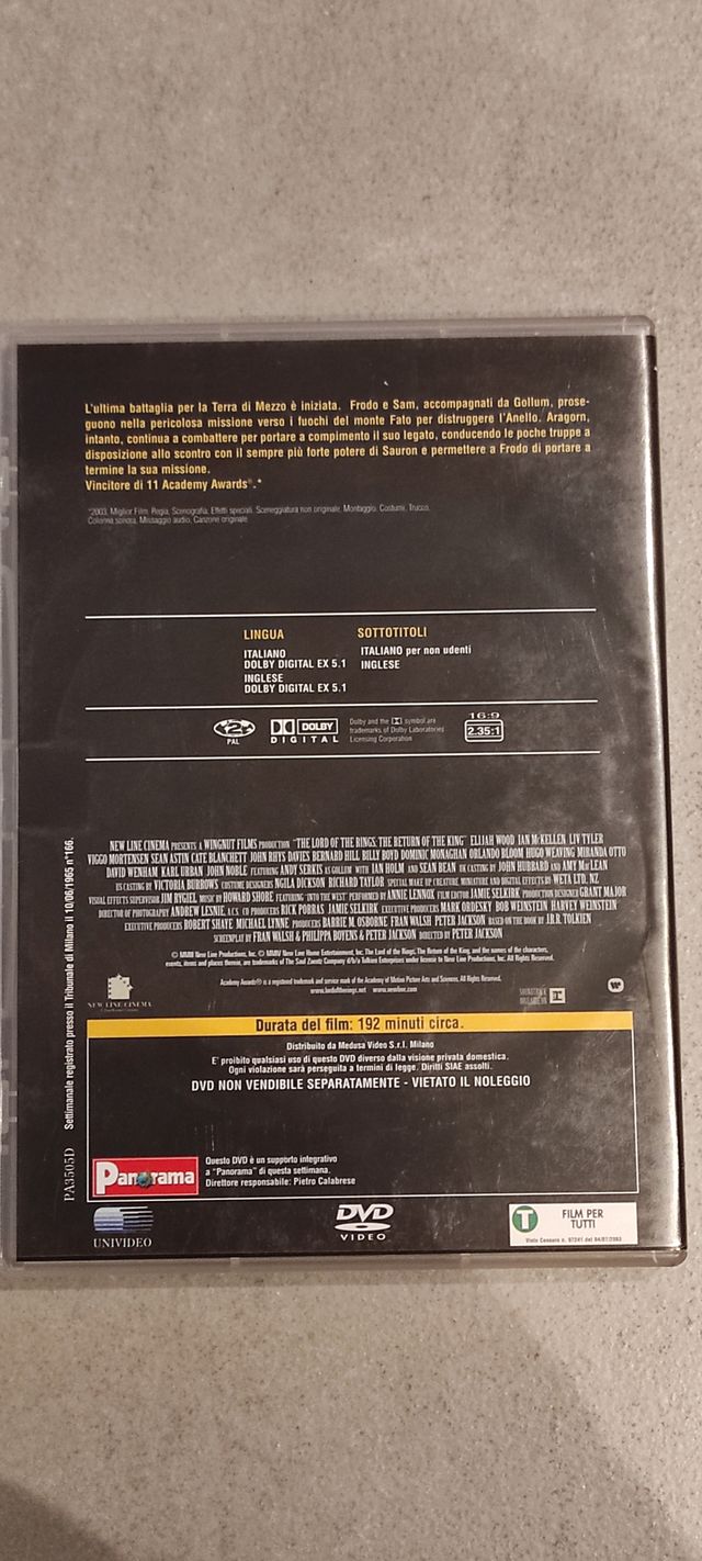 Dvd man in black, matrix, il signore degli anelli