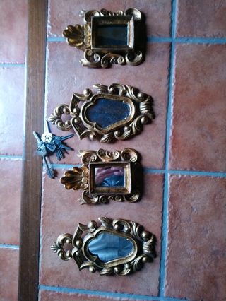 lote 4 cornucopias pequeños marcos con espejo