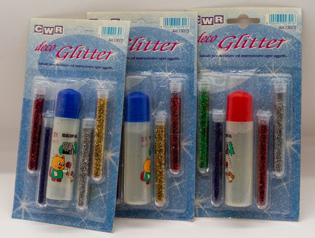 3x Deco GLitter set colla e brillantini decoupage