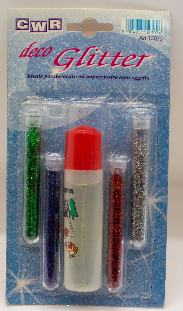 3x Deco GLitter set colla e brillantini decoupage