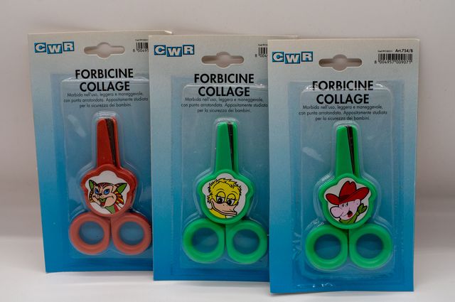 3x forbici bambini punta arrotondata collage