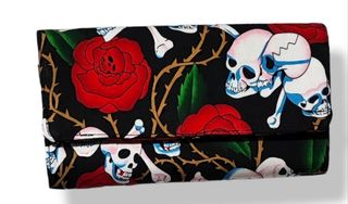 pitillera calaveras y rosas