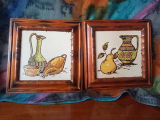 2 cuadros de cerámica antigua