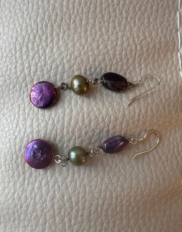 Orecchini argento 925 con ametista vintage anni 90