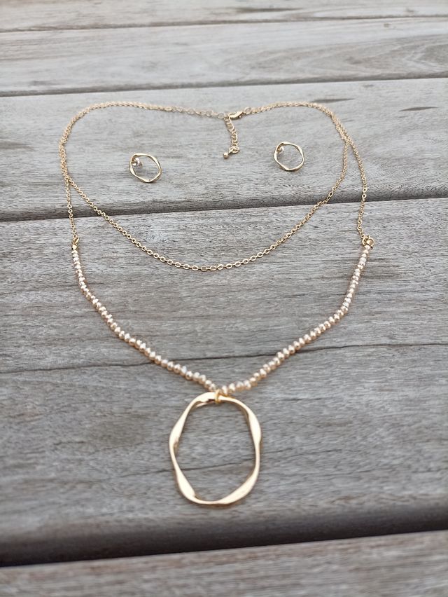 set collier orecchini collana doppia con ciondolo
