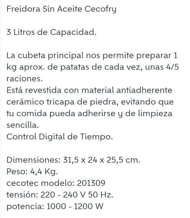 freidora aire cecotec