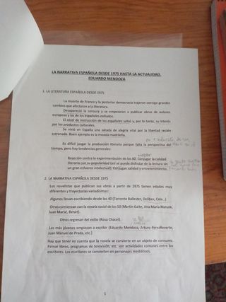 Apuntes literatura española 2 bach EBAU