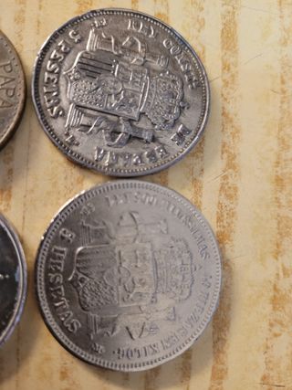 Moneda Papa y  rey España 1871 5 pesetas