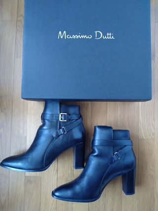 Botines piel tacón Massimo Dutti