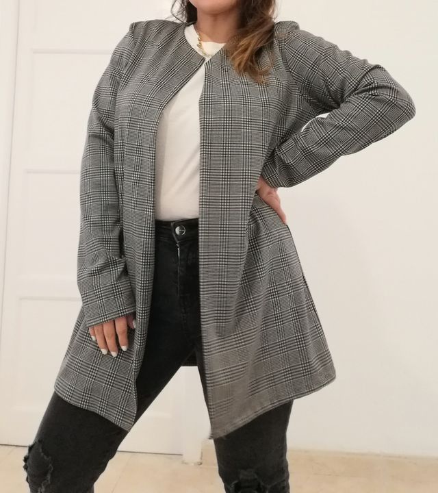 sobretodo blazer cuadros mujer talla Única