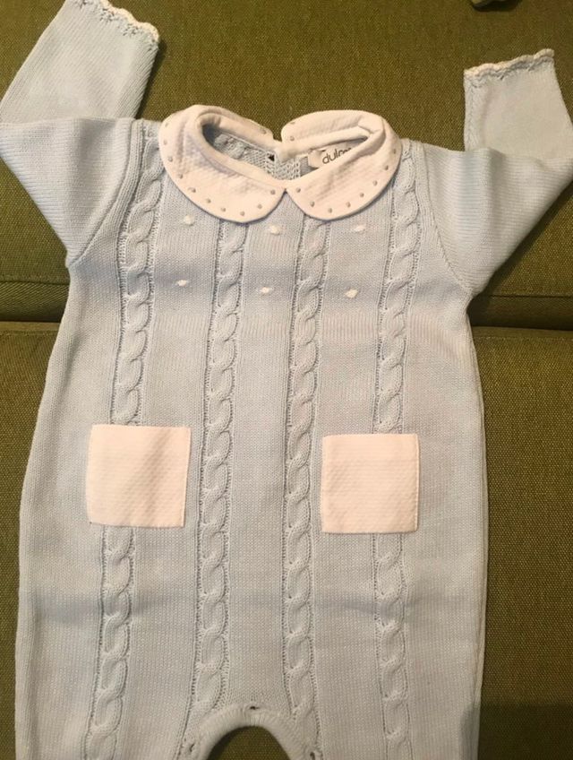 Pelele de tricot azul 1-3 meses