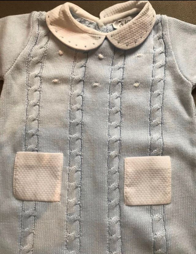 Pelele de tricot azul 1-3 meses