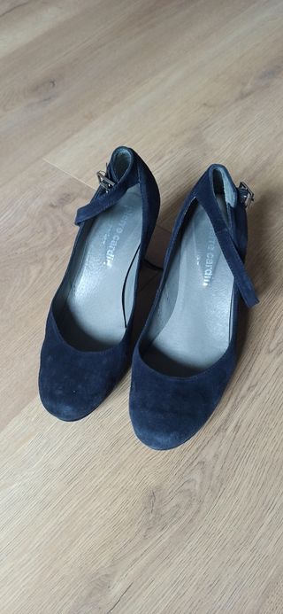 zapato tacon ante azul