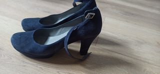 zapato tacon ante azul