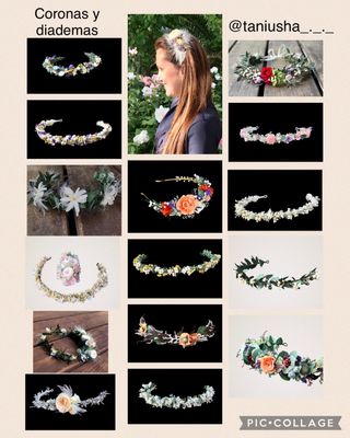 Ramos y complementos de flores preservadas.