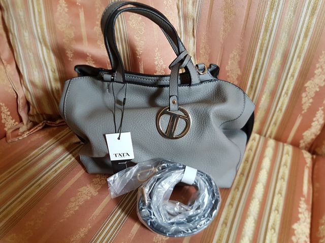 Borsa originale in pelle grey pu "tata italia" 