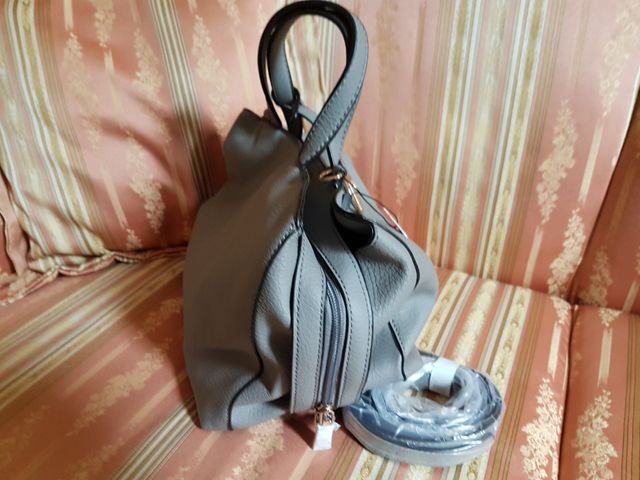 Borsa originale in pelle grey pu "tata italia" 