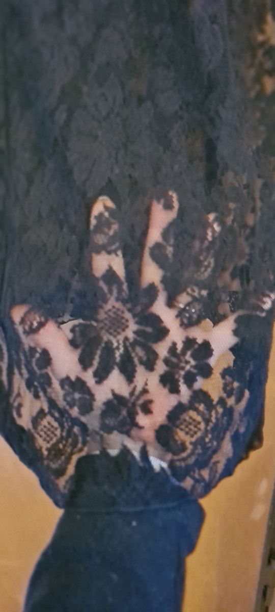 Verde Veronica camicia notte nera in pizzo