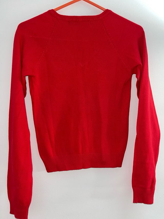 Jersey vestir rojo cuello pico