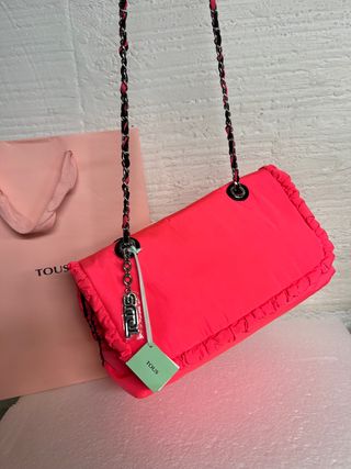 BOLSO TOUS ROSA FLUOR SOLAPA NUEVO