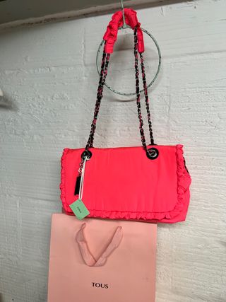 BOLSO TOUS ROSA FLUOR SOLAPA NUEVO